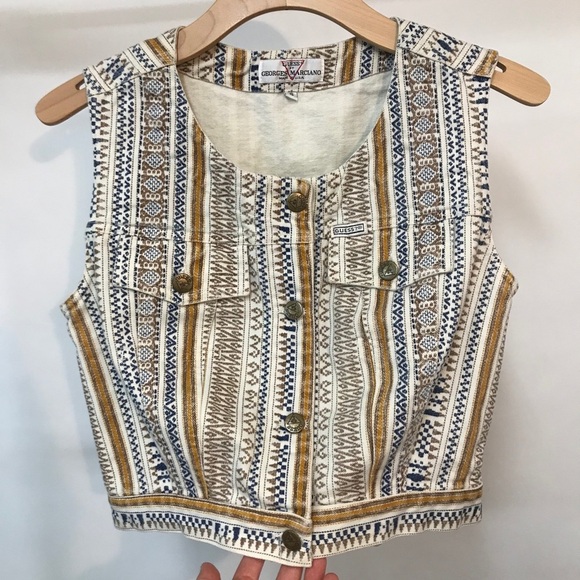 Vintage Guess Marciano denim button up shirt/vest - Picture 1 of 5